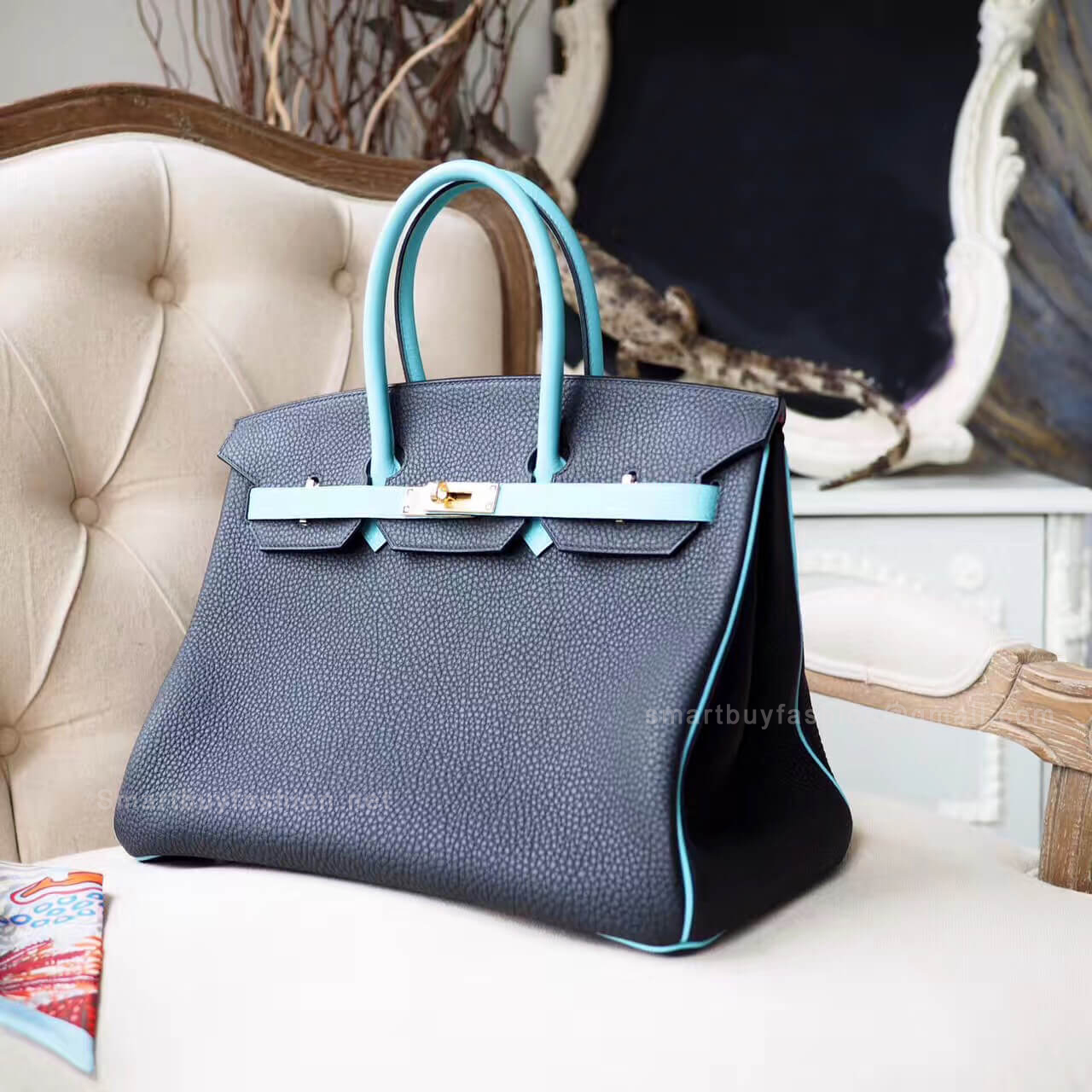 Hermes Birkin 30 Handbag in Tricolored ck89 Noir GHW